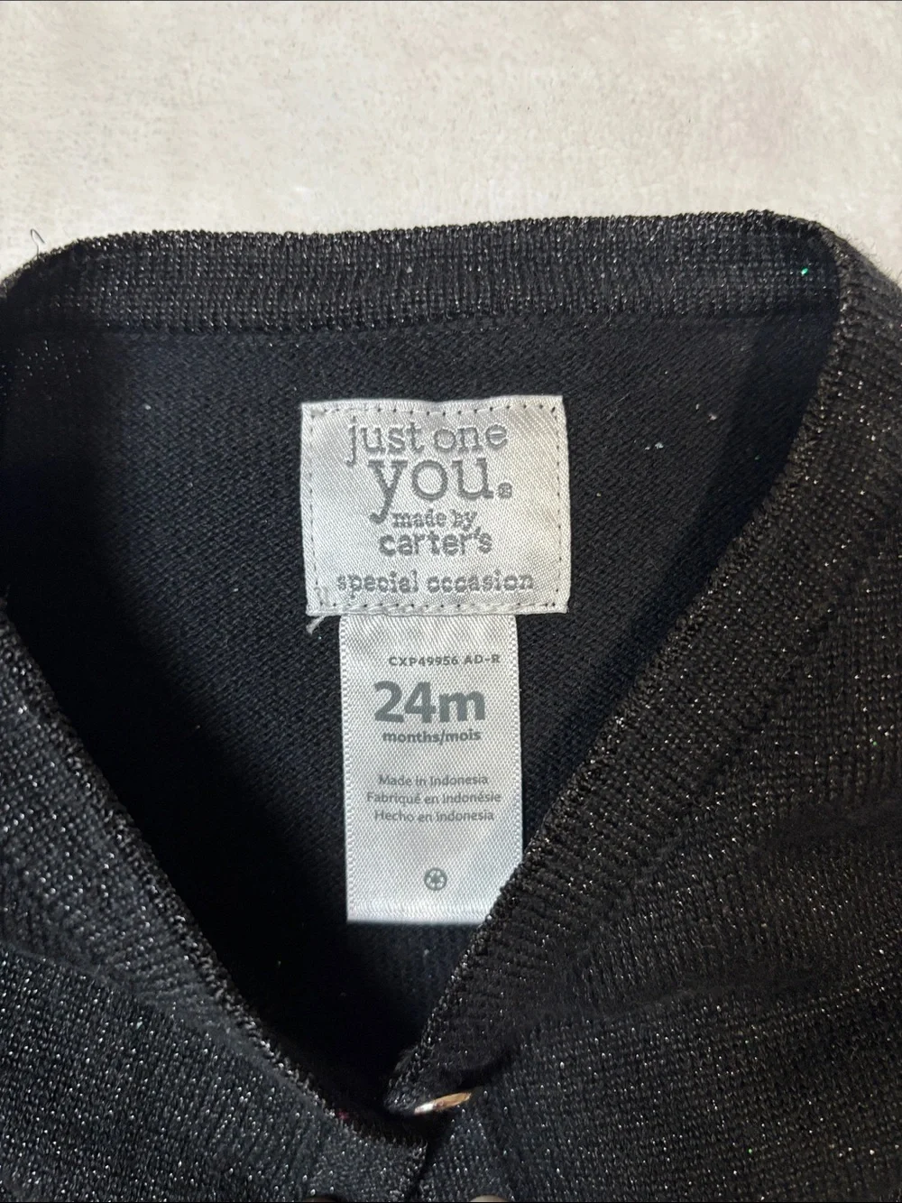 Carter's Black Sparkle Cropped Bolero Cardigan